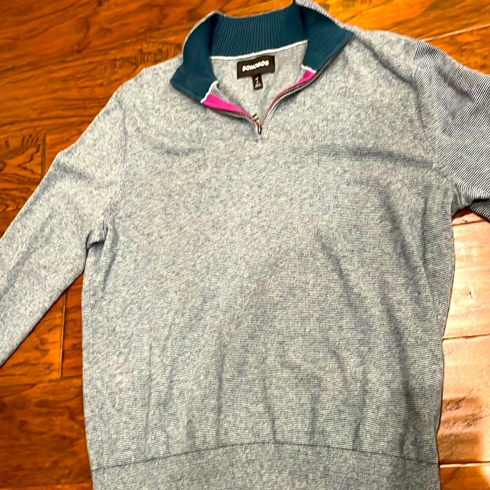 Bonobos Mens Sweater Teal Blue Green Cashmere Cotton 1/4 Zip